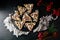 Triangle Cookies with Holiday Candies and Vanilla Frosting - with holiday decorations