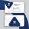 Triangle dark blue business card. Stationery design name card vector template. CMYK Mode