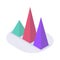 Triangle graph chart isometric icon with modern flat style color