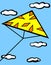 Triangle kite flying in sky vector illustration