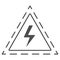 Triangle with lightning thin line icon, science concept, Danger high voltage attention sign on white background, warning