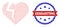 Triangle Mesh Heart Break Icon and Scratched Bicolor Disgusting Stamp Seal