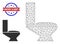 Triangle Mesh Toilet Icon and Scratched Bicolor Water Closet Stamp