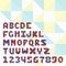 Triangle mosaic font set for icons, apps or logo design.