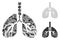 Triangle Mosaic Lungs Cancer Icon and Vector Mesh Network Model