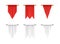 Triangle pennants set. 3d realistic flag, heraldic blank pennant template. Award empty banners