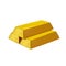 Triangle pyramid golden bullion stack front side view 3d icon realistic vector illustration. Pile of jewelry treasure.