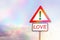 Triangle road sign with the word love