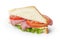 Triangle sandwich with ham, cheese and vegetables