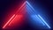 Triangle shape red and blue colors glowing neon lights tunnel shape modern looped motion background