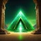 Triangle shaped green crystal mystical fantasy