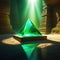 Triangle shaped green crystal mystical fantasy