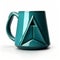 Triangle Teal Coffee Mug With Unique 3d Design