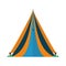 Triangle tent tourism travel blue and yellow
