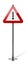 Triangle traffic sign with exclamation mark. 3D illustration