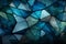 Triangles interplay, blending deep blue, green, white, and dynamic cyan, captivating panorama