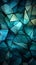 Triangles interplay, blending deep blue, green, white, and dynamic cyan, captivating panorama