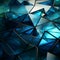 Triangles interplay, blending deep blue, green, white, and dynamic cyan, captivating panorama