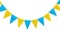 Triangular bunting flags on white background. Festive decor