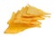 Triangular corn tortilla chips with cheese salt and chili isolated