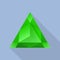 Triangular emerald icon, flat style