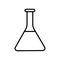 Triangular glass medical chemical flask for experiments, preparation of drugs in the laboratory, simple black and white icon