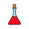 Triangular glass medical chemical flask for experiments, preparation of drugs in the laboratory, simple icon on a white background