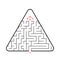 Triangular maze with three paths. Find the right way out. A simple flat vector illustration isolated on white background. With a
