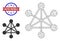 Triangular Mesh Network Nodes Icon and Textured Bicolor United Republic Stamp