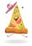 Triangular pizza slice with ridiculous face and hat