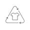 Triangular recycle clothing symbol. T-shirt icon in a triangle.