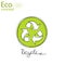 Triangular recycling symbol on white background