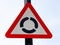 Triangular roundabout warning sign Birkenhead Wirral August 2019