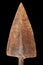 Triangular rusty tip of an old spear isolated