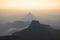 Triangular shadow from the mountain Adam Peak on the sunrise. Sri Lanka