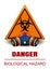 Triangular sign with a biohazard vector symbol
