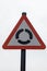 Triangular sign indicating roundabout ahead wigan lancashire july 2019