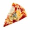 Triangular slice of mixed cheese Italian pizza