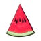 Triangular slice of ripe watermelon, sketch style vector illustration