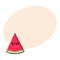 Triangular slice of ripe watermelon, sketch style vector illustration