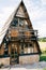 Triangular stone house with a wooden roof in the north of Montenegro