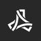 Triangular symbol alliance logo, creative geometric infinity monogram, black and white line art. Logotype for consortium or union