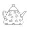 Triangular teapot with stylized roses on isolated background, Doodle style