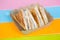 Triangular toast sandwiches tuna diagonally cut