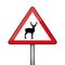 Triangular warning sign deer wildlife