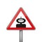 Triangular warning sign with robot