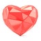 Triangulated glossy heart shape. 3D render