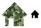 Triangulated Mosaic House Icon in Camouflage Army Color Hues