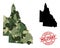 Triangulated Mosaic Map of Australian Queensland and Grunge Military Watermark