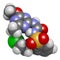 Triasulfuron herbicide molecule. 3D rendering. Atoms are represented as spheres with conventional color coding: hydrogen (white),